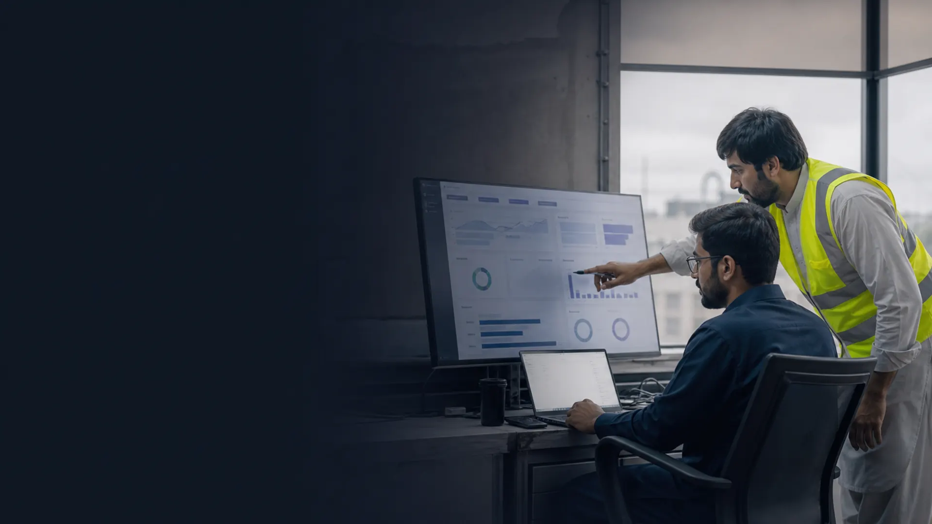 Systems specialists reviewing business software